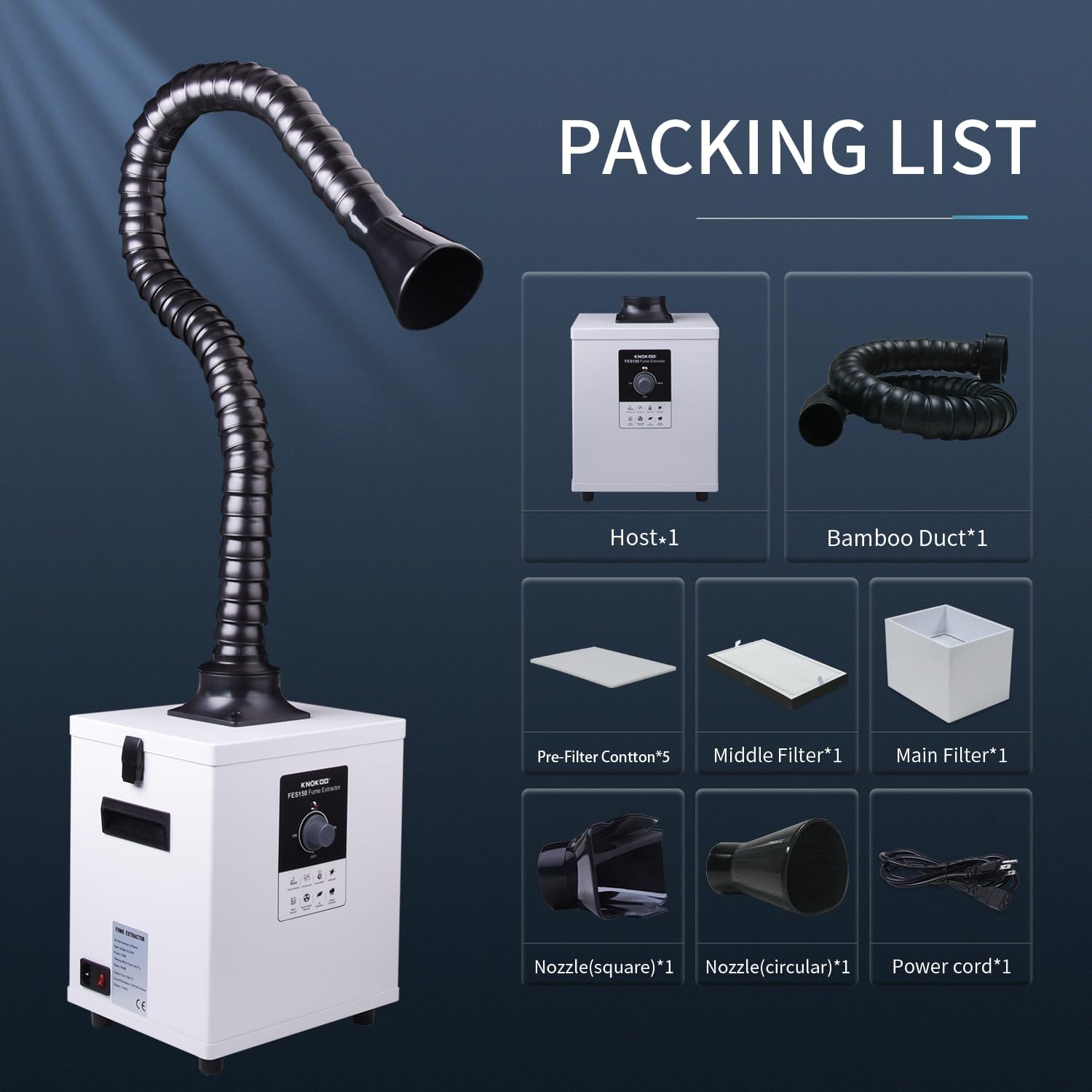 Industrial Laser Fume Extractor - KNOKOO FES150 Industrial Laser Fume Extractor
